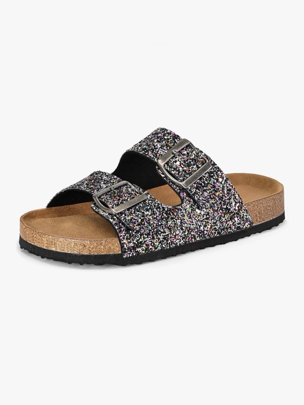 Mysoft Flat Sandal Slides With Buckles Cork Footbed Size 8